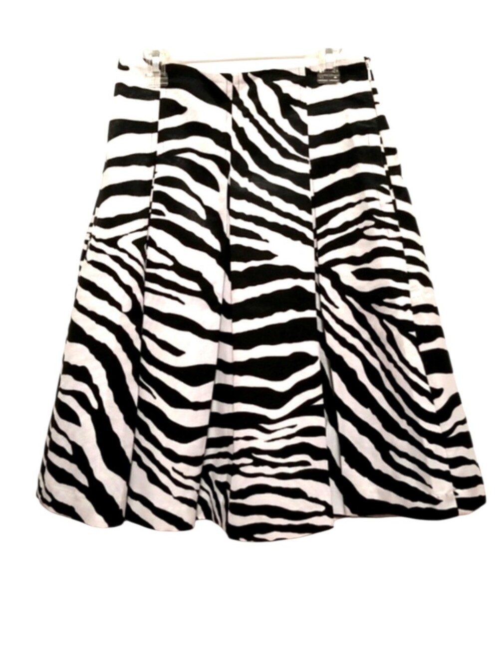Express Design Studio Black & White Zebra Print Pleated A-Line Skirt